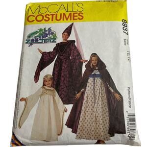 Vtg McCall's Girl's Medieval Dress Costume 8937 Cape Hat Sz 10 12 Zooterz UNCUT